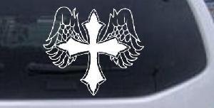 Christian Cross With Angel Wings Decal