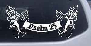 Psalm 23 Scroll with praying hands and roses decal