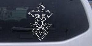 Cross With Rose Decal