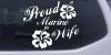 Proud Marine Wife Hibiscus Flowers Decal