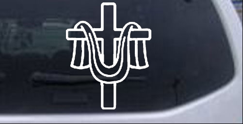 Cross with cloth draped Christian car-window-decals-stickers
