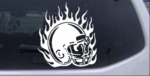 Flaming Football Helmet Sports car-window-decals-stickers
