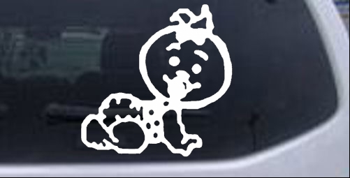 Baby Girl Crawling Girlie car-window-decals-stickers