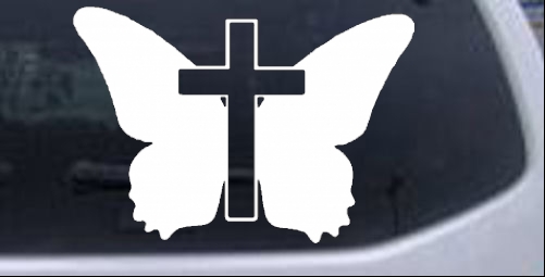 Butterfly With Cross Christian car-window-decals-stickers