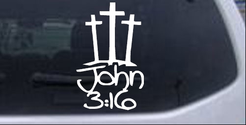 3 Crosses With John 3:16 Christian car-window-decals-stickers