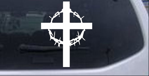 Cross With Thorns Christian car-window-decals-stickers