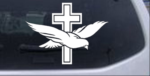 Dove With Cross Christian car-window-decals-stickers