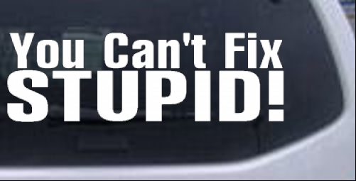 You Cant Fix Stupid Political car-window-decals-stickers