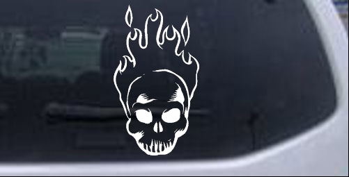 Flaming Skull Girlie car-window-decals-stickers