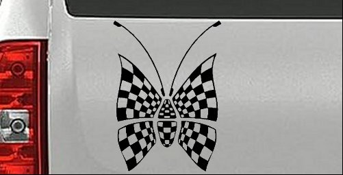 Race Flag Butterfly Butterflies Car or Truck Window Decal Sticker