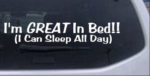 Great In Bed Funny car-window-decals-stickers