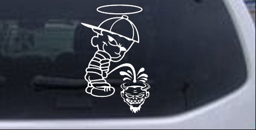 Pee On The Devil Christian car-window-decals-stickers