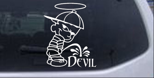 Pee On Devil Christian car-window-decals-stickers