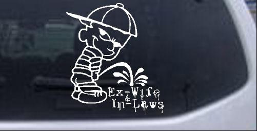 Pee On Ex-Wife and In-Laws Pee Ons car-window-decals-stickers
