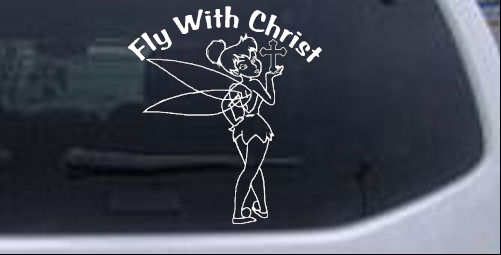 Peter Pan Tinkerbell Flying Cartoon Car Bumper Sticker Decal 5'' x 4
