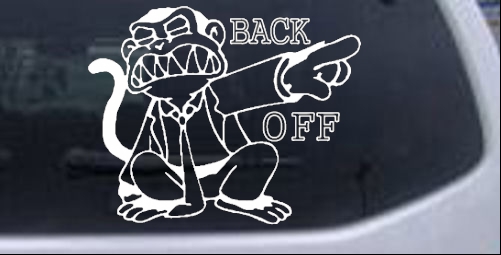 Evil Monkey Back Off Cartoons car-window-decals-stickers