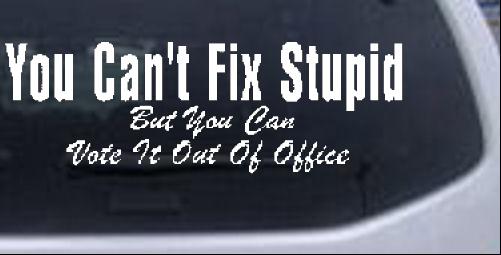 You cant fix stupid Political car-window-decals-stickers
