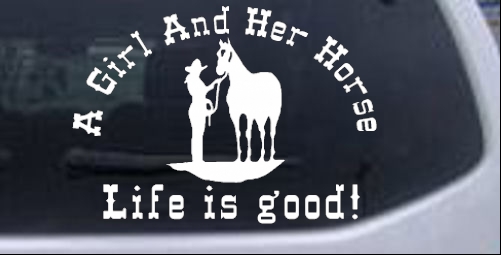 A Cowgirl And her Horse Western car-window-decals-stickers