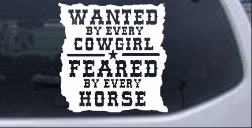 Wanted By Cowgirls Feared By Horses Western car-window-decals-stickers