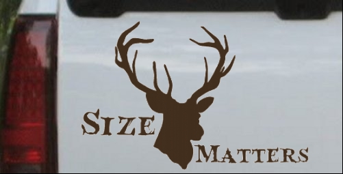 Color:Brown:Size Matters Big Buck Decal Car or Truck Window Laptop Decal Sticker 8X5.2