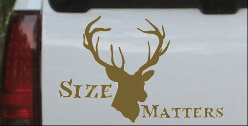 Color:Gold:Size Matters Big Buck Decal Car or Truck Window Laptop Decal Sticker 8X5.2