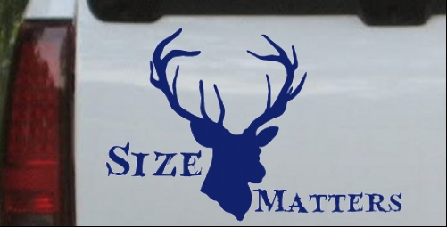 Color:Navy:Size Matters Big Buck Decal Car or Truck Window Laptop Decal Sticker 8X5.2