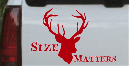 Color:Red:Size Matters Big Buck Decal Car or Truck Window Laptop Decal Sticker 8X5.2