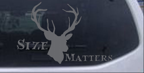 Color:Silver:Size Matters Big Buck Decal Car or Truck Window Laptop Decal Sticker 8X5.2