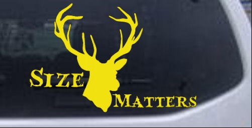 Color:Yellow:Size Matters Big Buck Decal Car or Truck Window Laptop Decal Sticker 8X5.2
