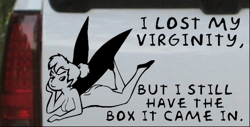 Color:Black:Funny Pixie I lost My Virginity Decal Car or Truck Window Decal Sticker 12X6.5