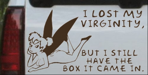 Color:Brown:Funny Pixie I lost My Virginity Decal Car or Truck Window Decal Sticker 12X6.5