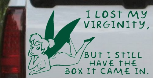 Color:Dark Green:Funny Pixie I lost My Virginity Decal Car or Truck Window Decal Sticker 12X6.5