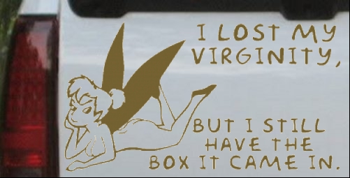 Color:Gold:Funny Pixie I lost My Virginity Decal Car or Truck Window Decal Sticker 12X6.5