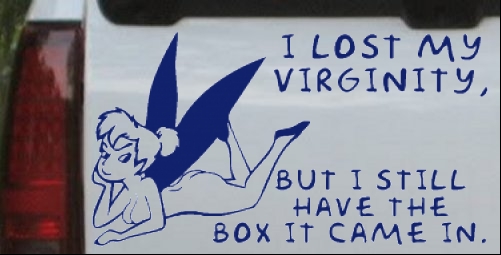 Color:Navy:Funny Pixie I lost My Virginity Decal Car or Truck Window Decal Sticker 12X6.5