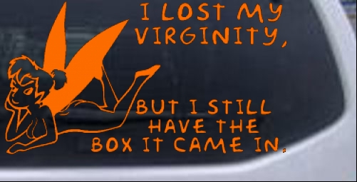 Color:Orange:Funny Pixie I lost My Virginity Decal Car or Truck Window Decal Sticker 12X6.5