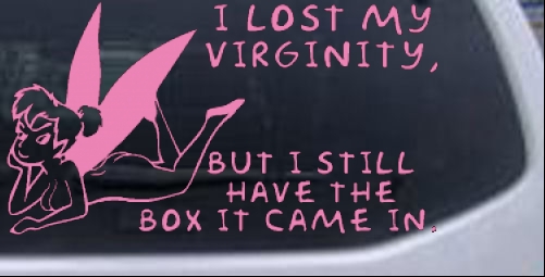 Color:Pink:Funny Pixie I lost My Virginity Decal Car or Truck Window Decal Sticker 12X6.5