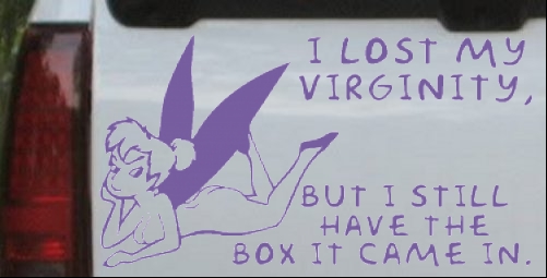 Color:Purple:Funny Pixie I lost My Virginity Decal Car or Truck Window Decal Sticker 12X6.5