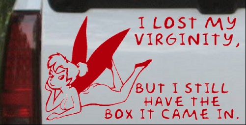 Color:Red:Funny Pixie I lost My Virginity Decal Car or Truck Window Decal Sticker 12X6.5