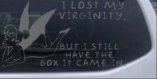 Color:Silver:Funny Pixie I lost My Virginity Decal Car or Truck Window Decal Sticker 12X6.5