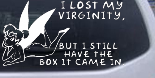 Color:White:Funny Pixie I lost My Virginity Decal Car or Truck Window Decal Sticker 12X6.5
