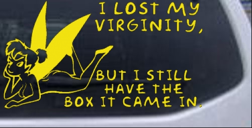 Color:Yellow:Funny Pixie I lost My Virginity Decal Car or Truck Window Decal Sticker 12X6.5