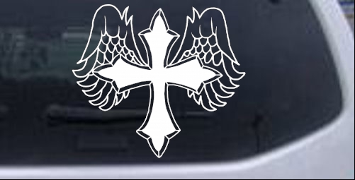 Christian Cross With Angel Wings Decal Christian car-window-decals-stickers