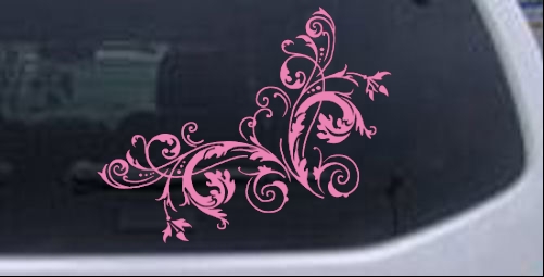 Floral Vine Corner Swirl Car Truck Window Wall Laptop Decal Sticker Pink 6 x 7 5