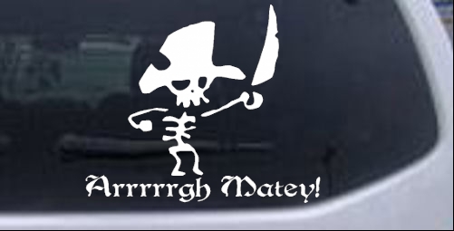 Cute Pirate Arrrrrgh Matey! Decal Skulls car-window-decals-stickers