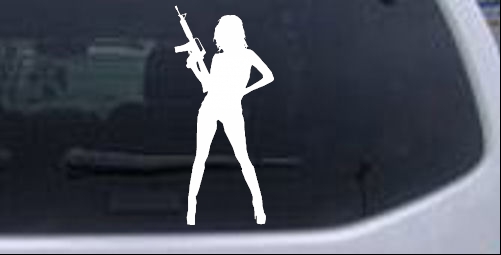 Sexy Girl With machine Gun Decal Silhouettes car-window-decals-stickers