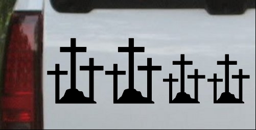 Christian 3 Crosses Stick Family Decal