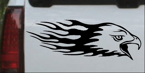 Flaming Eagle Head Decal
