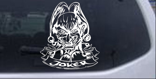 Mean Joker with Banner Decal Biker car-window-decals-stickers
