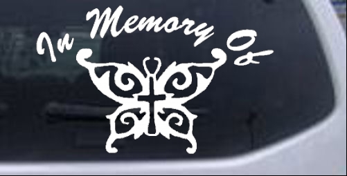 In Memory Of Cross Butterfly Decal Butterflies car-window-decals-stickers