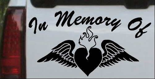 In Memory Of Heart With Wings Decal